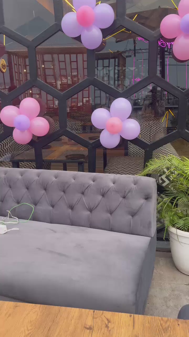 Disney Princess Sofia themed birthday setup in Jaipur featuring pink, purple, and gold balloons by Shava Moments.